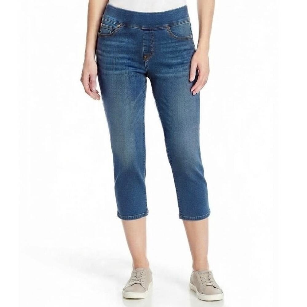 Liverpool Los Angeles Pull On Capri Jeans Blue Denim Stretch Mid Rise Size 10P